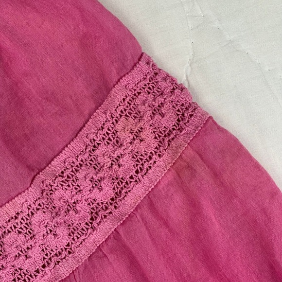 Derek Heart Pink Cotton Gauze Tiered Midi Skirt Boho Crochet Lace Sequin M - Picture 6 of 9